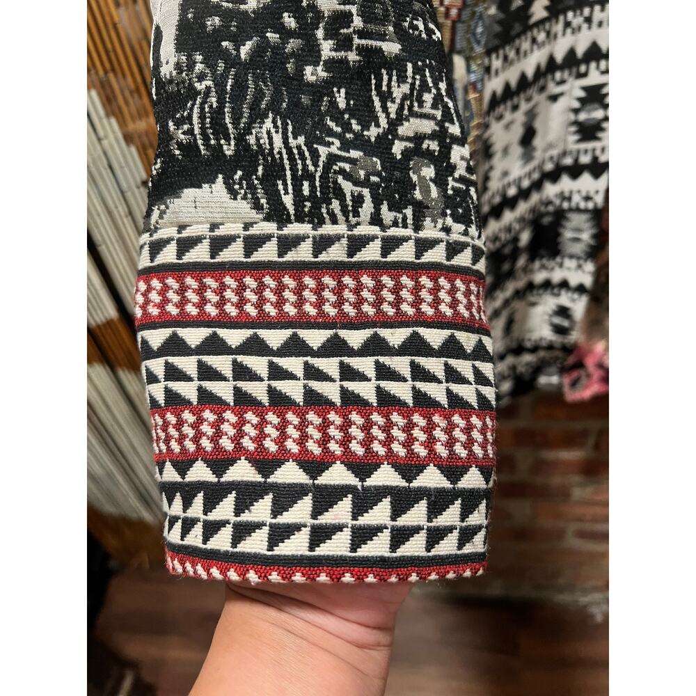 Anthropologie Dor Dor Couture Tapestry Coat Patchwork Art Wear Tribal Boho M - Picture 6 of 11